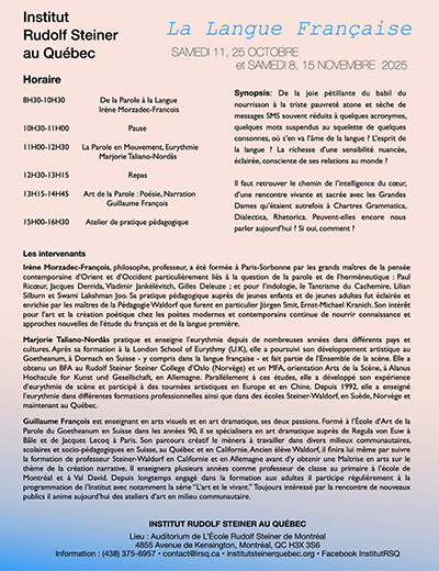 Affiche horaire de l'atelier sur la langue française